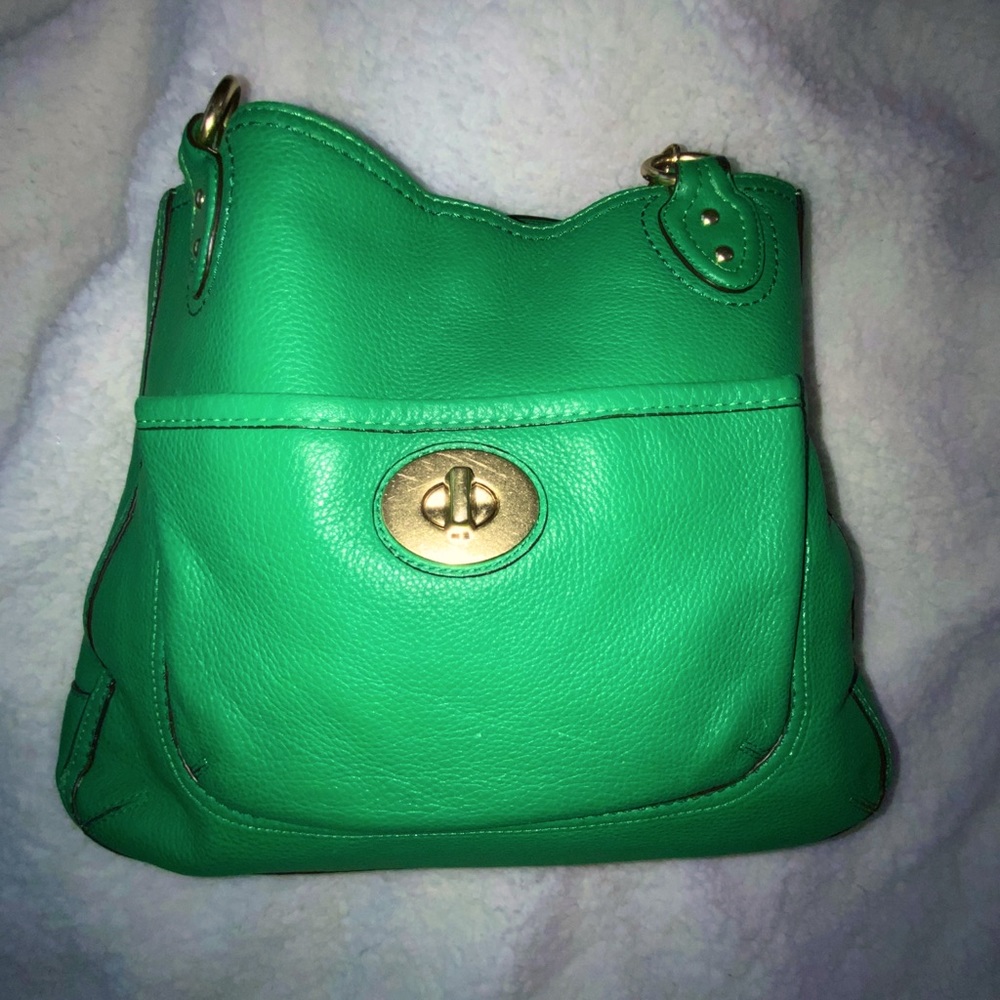 Authentic Coach green genuine leather bag.